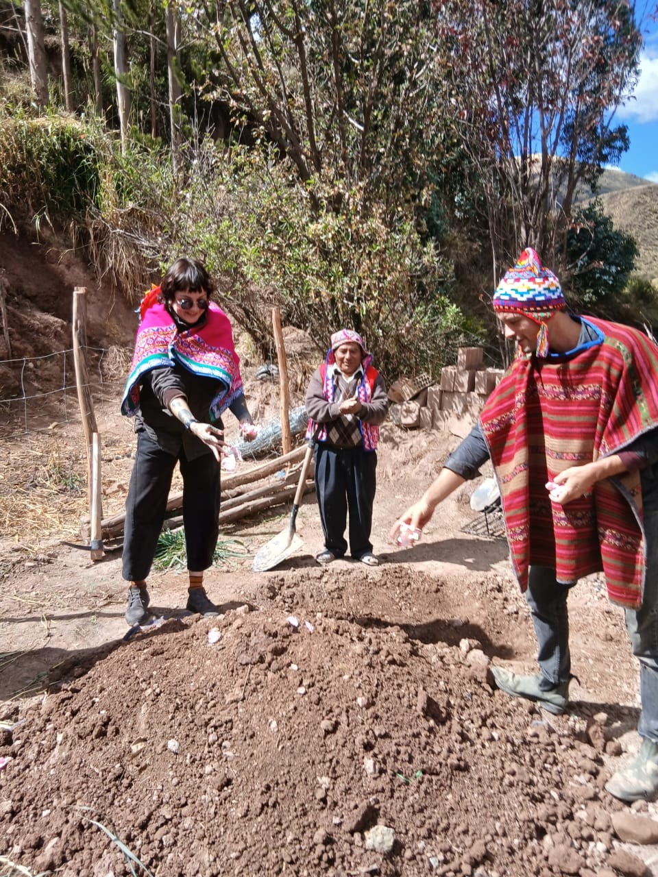 Oferenda ritual à Pachamama espalhada sobre a terra, Parcarhuasi Kallarayan