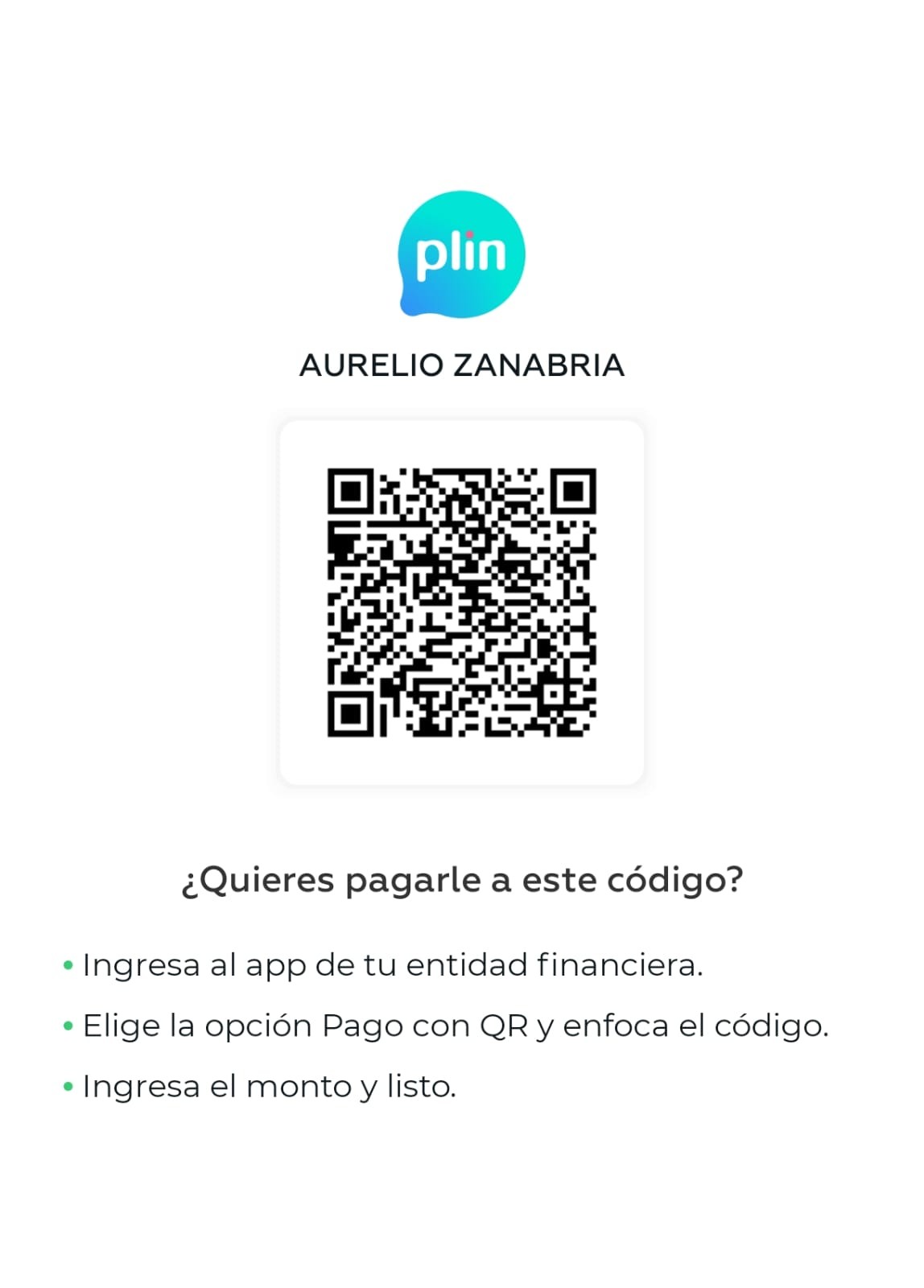 Código QR de Plin de Aurelio Zanabria